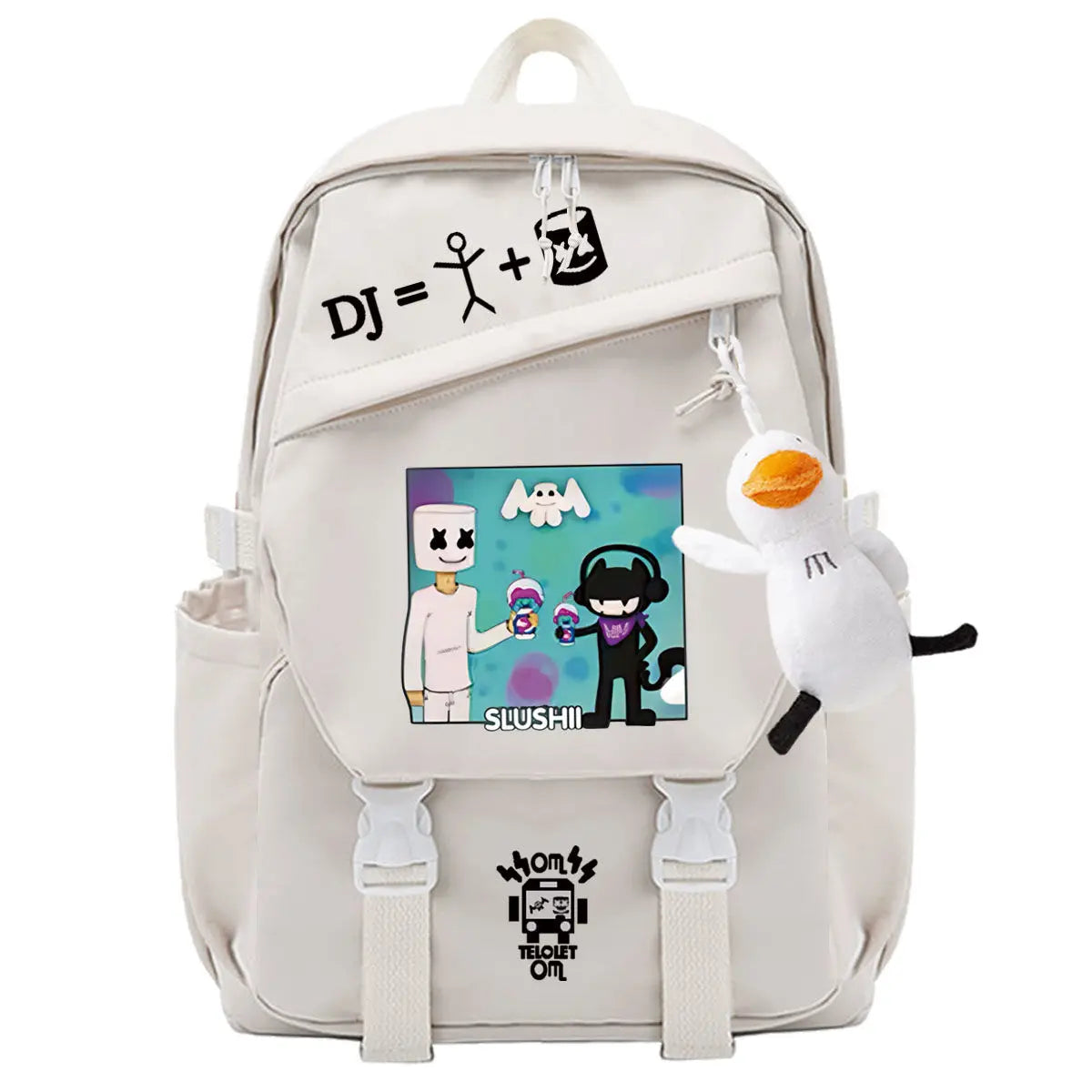 Marshmallow Unisex Portable School Backpack for Business Travel, Student Travel Equipment, Send the Pendant