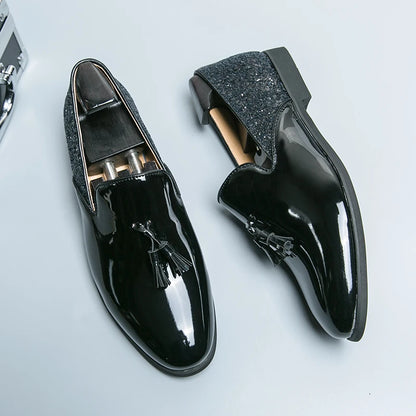 High quality luxury gold men's loafers thick sole fashion leather nightclub shoes formal business shoes plus size