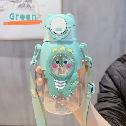 660ml Portable Water Bottle with Animal Design, Leakproof, Straw, Child Safety Lock, Outdoor Camping, Travel, Drinking Jug