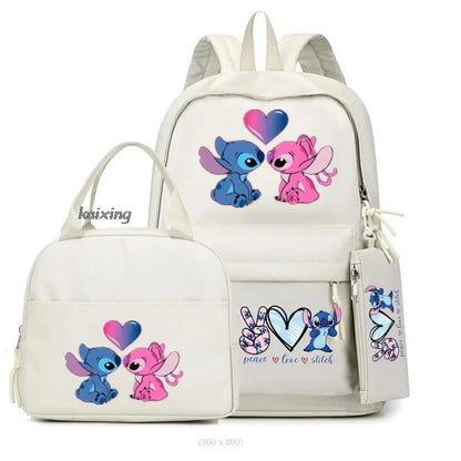 Lilo and Stitch Backpack Set of 3, Lunch Bag, Pencil Case, Teens, Women, Men, School, Students, Backpack, Cartoon, School Backpack