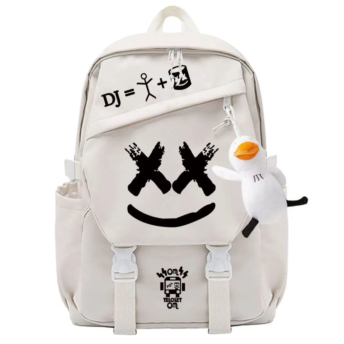 Marshmallow Unisex Portable School Backpack for Business Travel, Student Travel Equipment, Send the Pendant