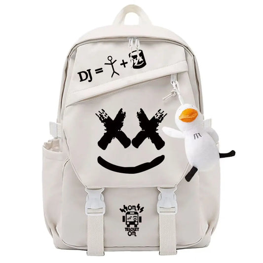 Marshmallow Unisex Portable School Backpack for Business Travel, Student Travel Equipment, Send the Pendant