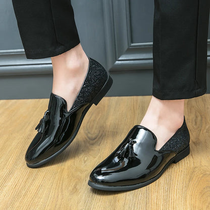 High quality luxury gold men's loafers thick sole fashion leather nightclub shoes formal business shoes plus size