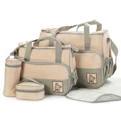 5pcs Large Capacity Mommy Bag Set, Travel Stroller Organizer, Baby Diaper Bag, Maternity &amp; Newborn Accessories