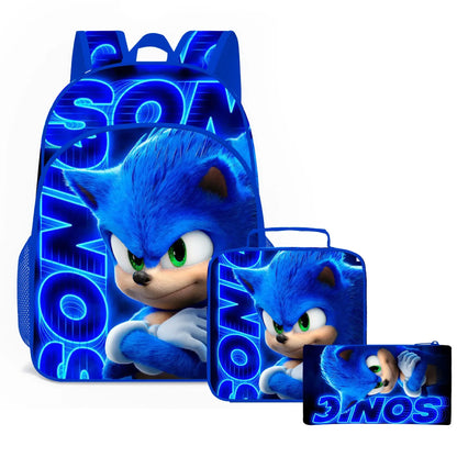 SONIC Bags for Elementary and Middle School Students and Children's School Backpack with Cartoon Ports Backpack Relief Backpack