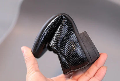 Men's leather shoes, black and white, versatile, children's, for school performance, casual, fashion, lace-up, children's formal shoes