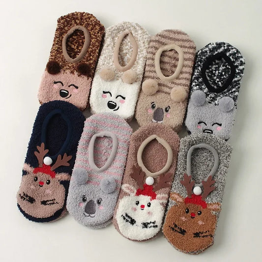Autumn/Winter Non-Slip Warm Floor Socks, Indoor Yoga Socks, Low-Calf Slippers for Women, Cute Hedgehog Socks for Home, Christmas Gifts