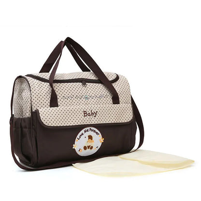 Waterproof Mother and Baby Bag, Multifunctional Small Mommy Bag, Huayao Bear Embroidered Maternity Bag, Travel Bag