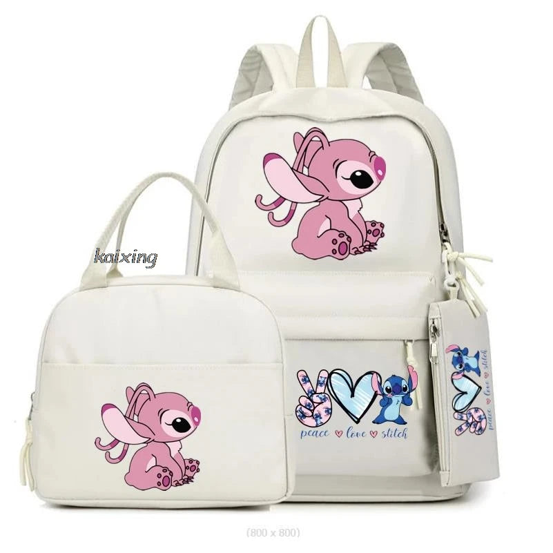 Lilo and Stitch Backpack Set of 3, Lunch Bag, Pencil Case, Teens, Women, Men, School, Students, Backpack, Cartoon, School Backpack