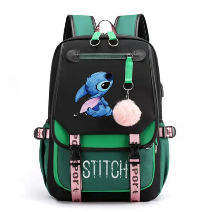 Lilo &amp; Stitch Backpack Women USB Charging School Backpack Laptop Backpack for Teens Boys Girls Travel Backpack
