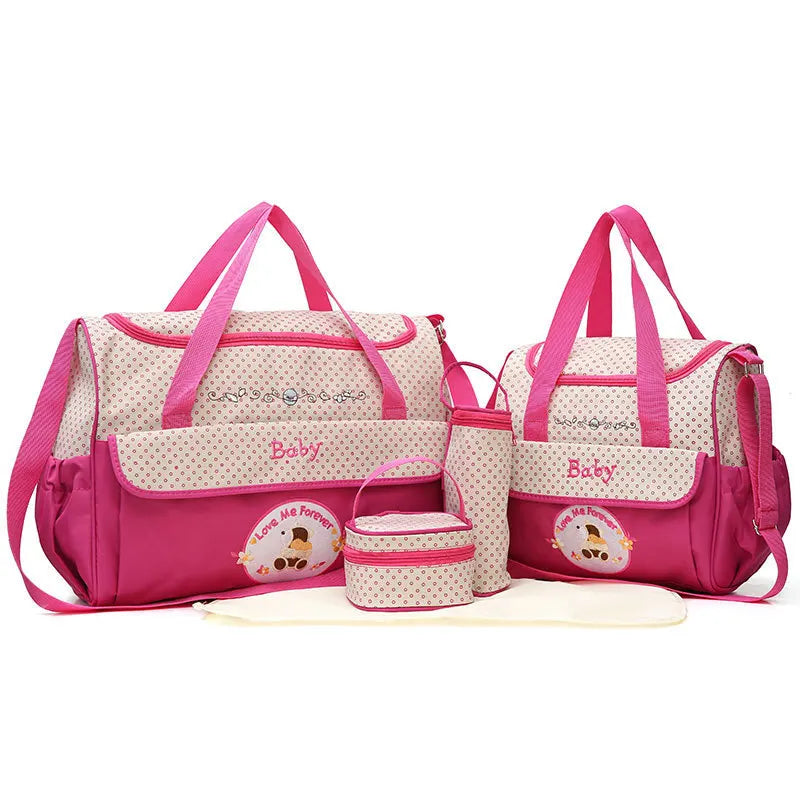 Waterproof Mother and Baby Bag, Multifunctional Small Mommy Bag, Huayao Bear Embroidered Maternity Bag, Travel Bag