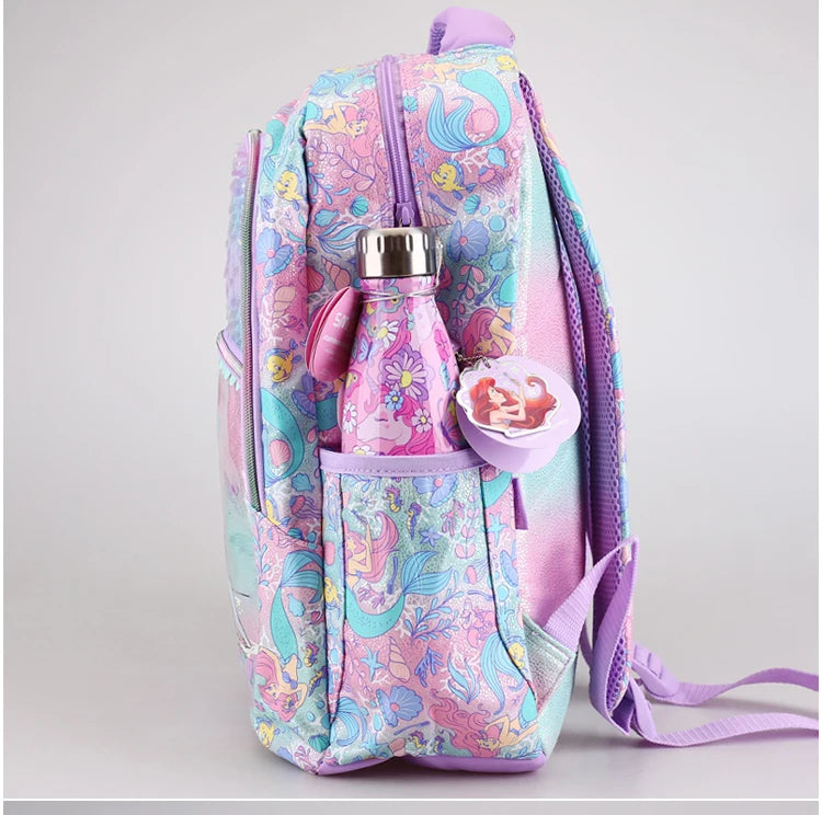 Disney Mermaid Ariel Backpack Cartoon Student Zipper Ultra Light Decompression Large Capacity Backpack