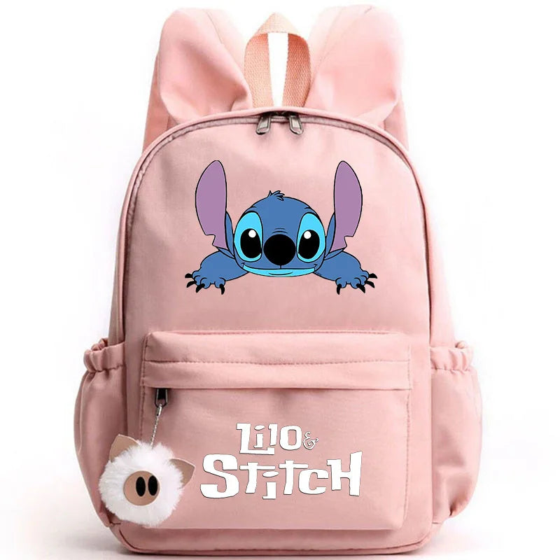 Cute Lilo Stitch Backpack for Girls Boys Students Teenagers Women Casual Backpack School Bag Travel Bunny Ears