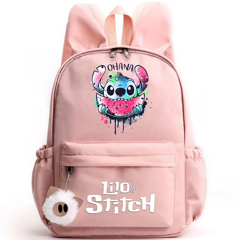 Cute Lilo Stitch Backpack for Girls Boys Students Teenagers Women Casual Backpack School Bag Travel Bunny Ears
