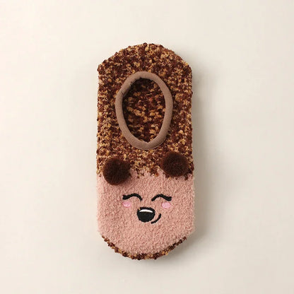 Autumn/Winter Non-Slip Warm Floor Socks, Indoor Yoga Socks, Low-Calf Slippers for Women, Cute Hedgehog Socks for Home, Christmas Gifts