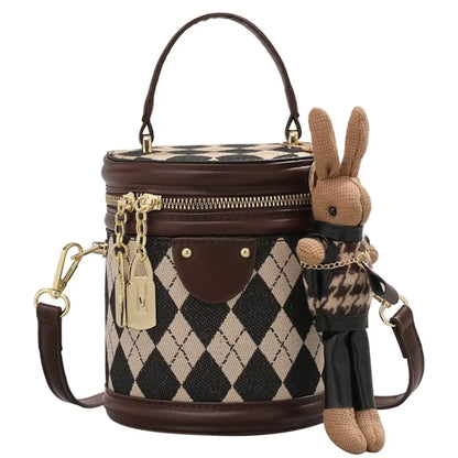 Luxury Women's Zipper Handbag, Small Leather Tote, Bucket Style Shoulder Bag