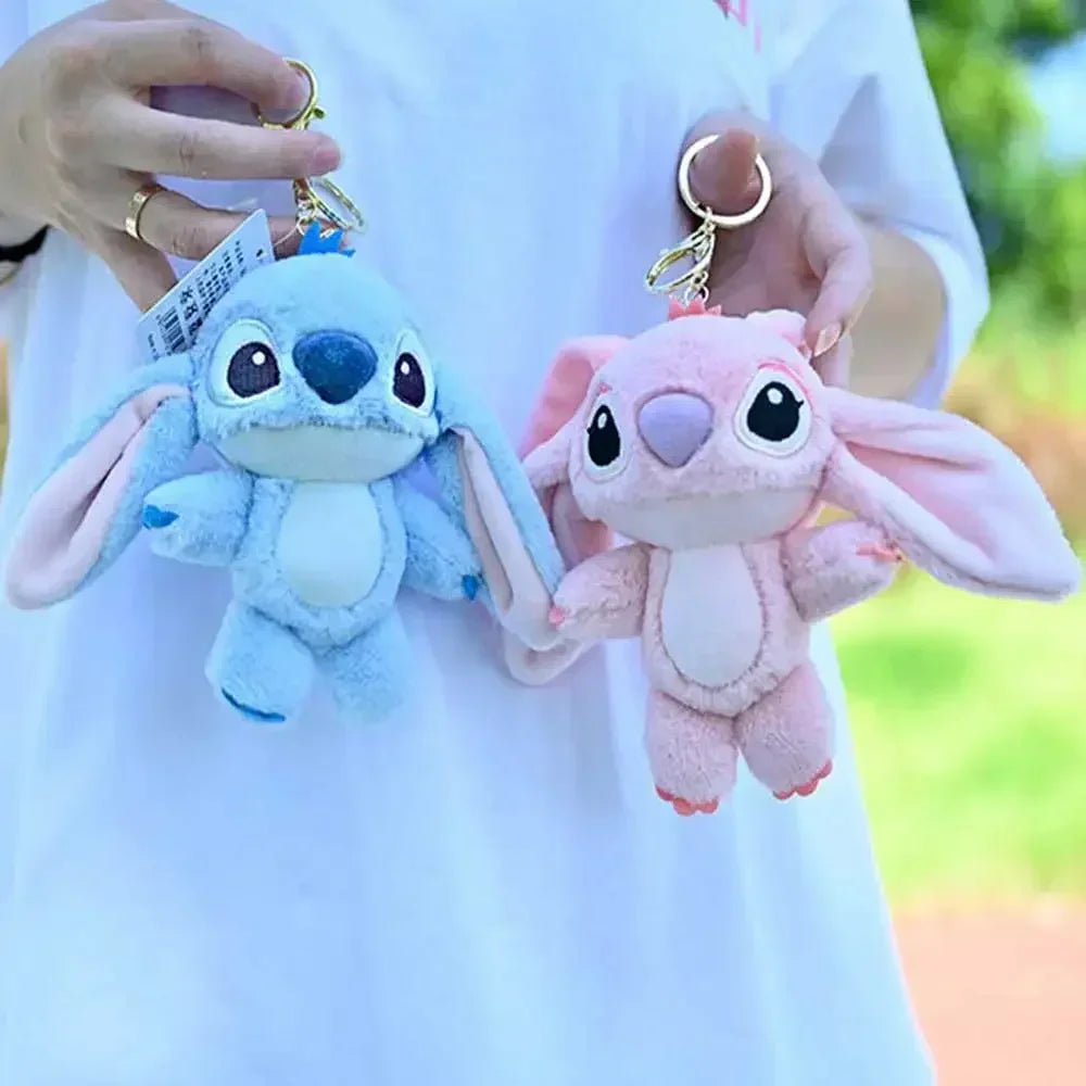 Cartoon Stitch Plush Keychain Soft Toy Cute Stuffed Animal Pendant Girl Gift Angel Doll Bag Pendant Kids Birthday Gift