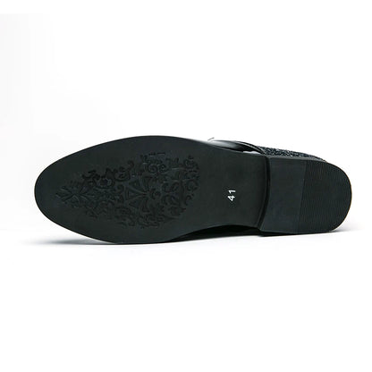 High quality luxury gold men's loafers thick sole fashion leather nightclub shoes formal business shoes plus size