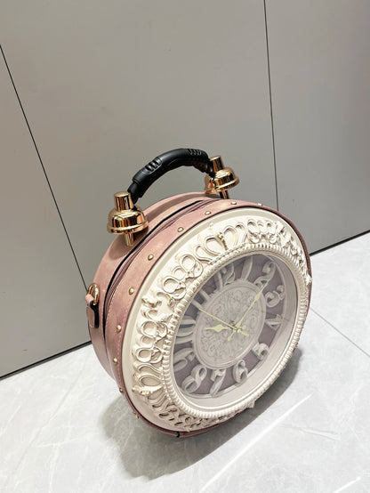 Luxury Designer Handbags and Suitcases Shoulder Bags Funny Clock Shaped Bag Funny Women's Round Bag Women's Faux Leather Handbag