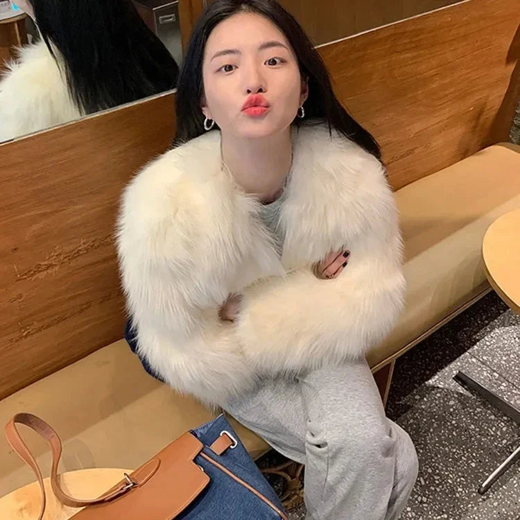 Women's Faux Fur Coat, New Fashion Casual Clothing 2025, Imitation Fox Fur, Loose Comfortable Winter Short Coat for Women