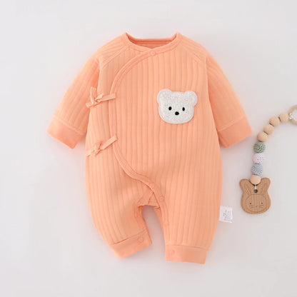 Baby boy and girl rompers, newborn winter rompers, toddler cotton clothes, 0-6 months home clothes, spring and autumn thick clothes