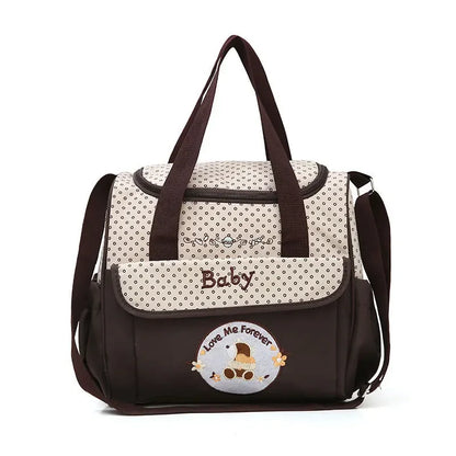 Waterproof Mother and Baby Bag, Multifunctional Small Mommy Bag, Huayao Bear Embroidered Maternity Bag, Travel Bag