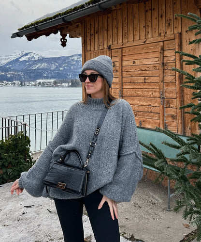 New Autumn/Winter Women's Sweater Solid Color Turtleneck Casual Commuter Style Loose Knitted Sweater Simple and Versatile Sweater