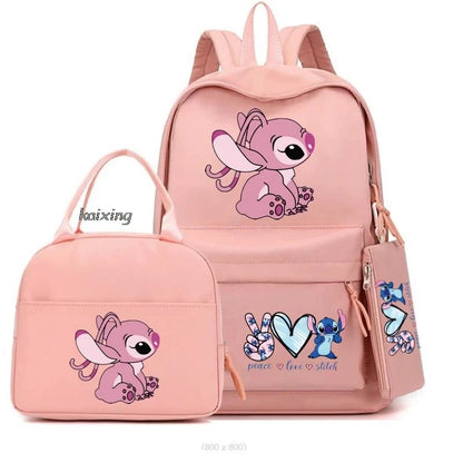 Lilo and Stitch Backpack Set of 3, Lunch Bag, Pencil Case, Teens, Women, Men, School, Students, Backpack, Cartoon, School Backpack