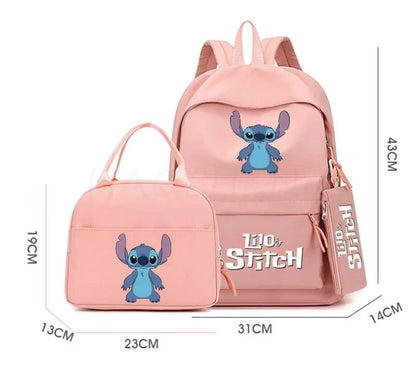 Lilo and Stitch Backpack Set of 3, Lunch Bag, Pencil Case, Teens, Women, Men, School, Students, Backpack, Cartoon, School Backpack