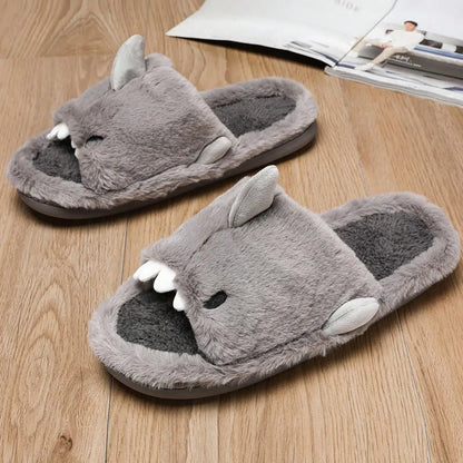 Men's cotton home slippers are soft, comfortable and warm, fun indoor, with a cartoon word