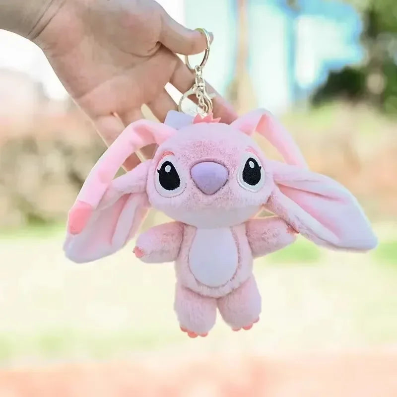 Cartoon Stitch Plush Keychain Soft Toy Cute Stuffed Animal Pendant Girl Gift Angel Doll Bag Pendant Kids Birthday Gift