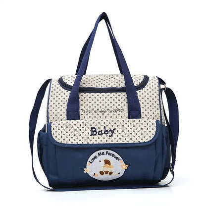 Waterproof Mother and Baby Bag, Multifunctional Small Mommy Bag, Huayao Bear Embroidered Maternity Bag, Travel Bag