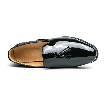 High quality luxury gold men's loafers thick sole fashion leather nightclub shoes formal business shoes plus size