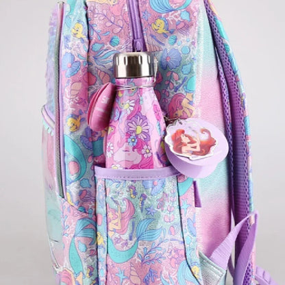 Disney Mermaid Ariel Backpack Cartoon Student Zipper Ultra Light Decompression Large Capacity Backpack