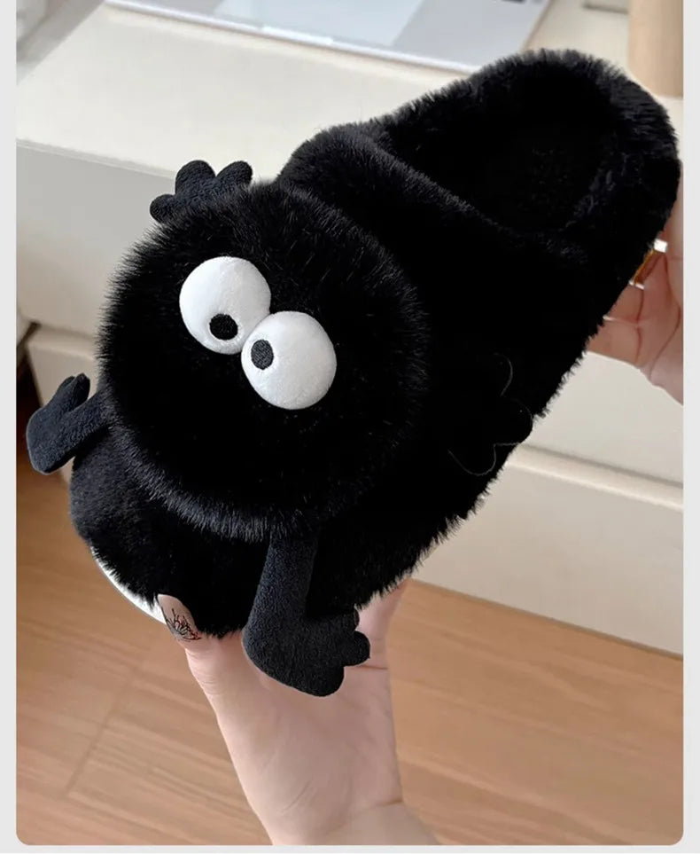 New Women's Funny Slippers, Soft Sole Plush Shoes, Cotton Home Shoes, Cute Cartoon Women's Slippers for Girls, Furry Slippers