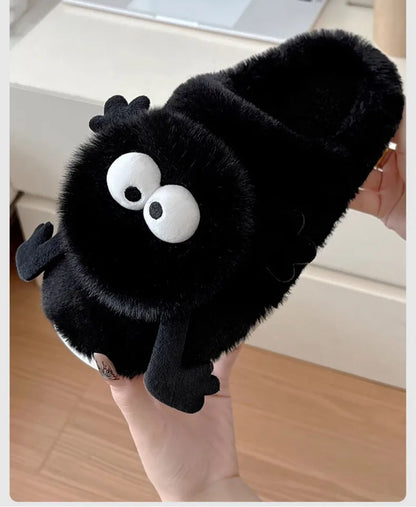 New Women's Funny Slippers, Soft Sole Plush Shoes, Cotton Home Shoes, Cute Cartoon Women's Slippers for Girls, Furry Slippers