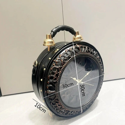 Luxury Designer Handbags and Suitcases Shoulder Bags Funny Clock Shaped Bag Funny Women's Round Bag Women's Faux Leather Handbag