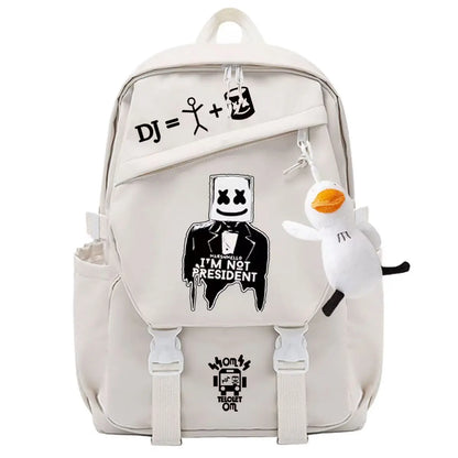 Marshmallow Unisex Portable School Backpack for Business Travel, Student Travel Equipment, Send the Pendant