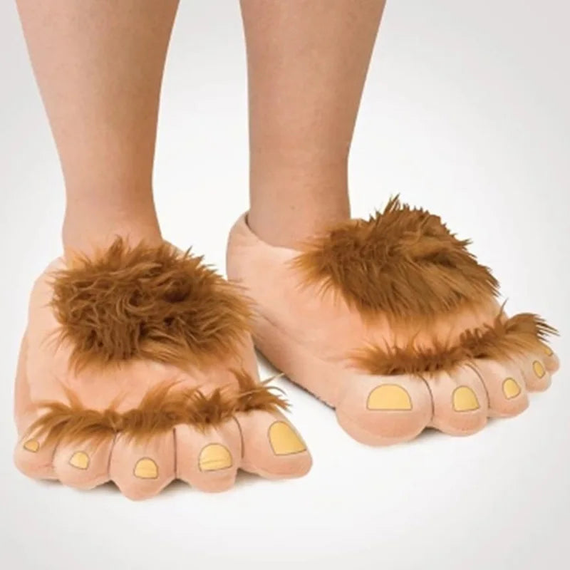 Unisex Warm Furry Wild Hobbit Feet Plush Slippers Home Halloween Shoes