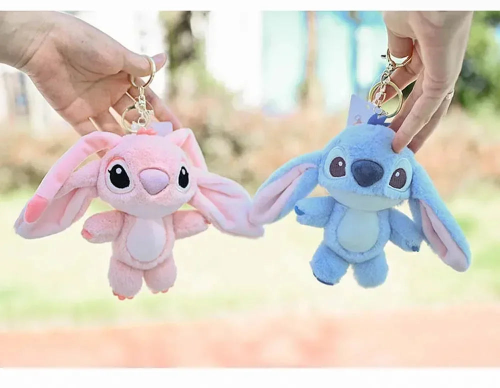 Cartoon Stitch Plush Keychain Soft Toy Cute Stuffed Animal Pendant Girl Gift Angel Doll Bag Pendant Kids Birthday Gift
