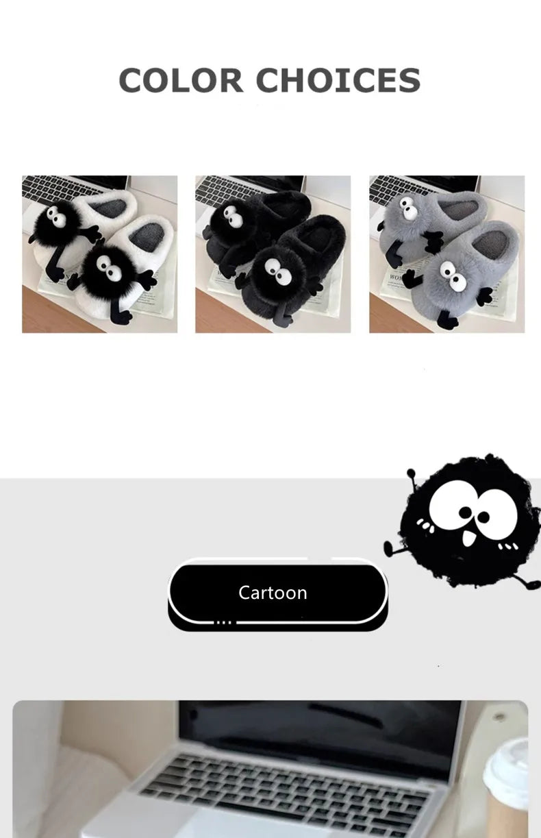 New Women's Funny Slippers, Soft Sole Plush Shoes, Cotton Home Shoes, Cute Cartoon Women's Slippers for Girls, Furry Slippers