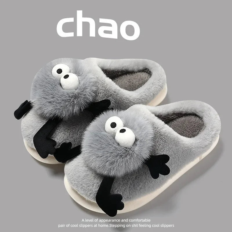 New Women's Funny Slippers, Soft Sole Plush Shoes, Cotton Home Shoes, Cute Cartoon Women's Slippers for Girls, Furry Slippers