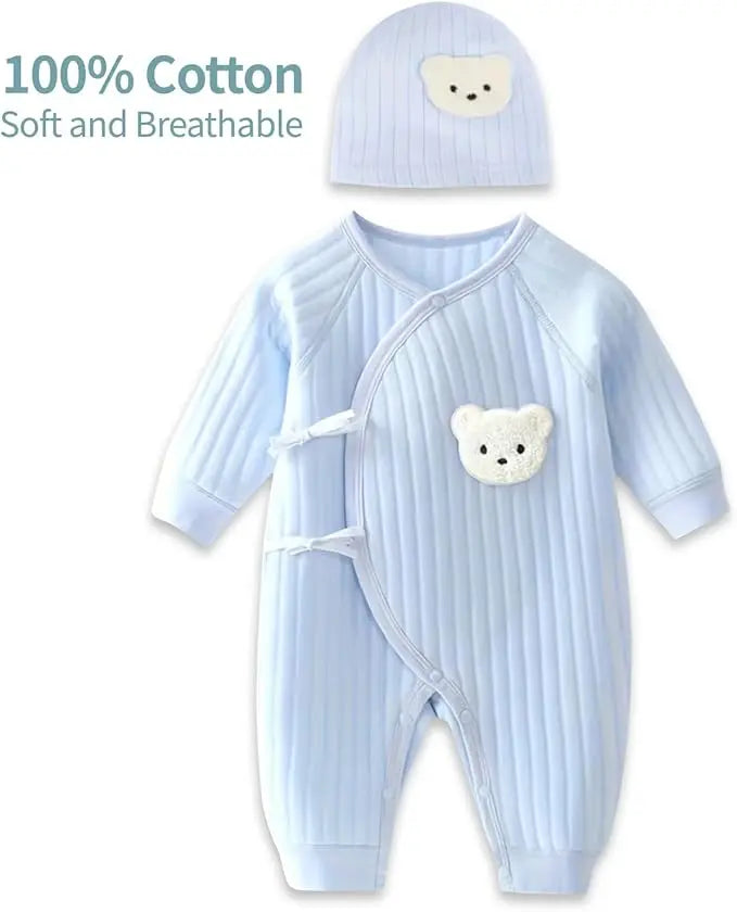Baby boy and girl rompers, newborn winter rompers, toddler cotton clothes, 0-6 months home clothes, spring and autumn thick clothes