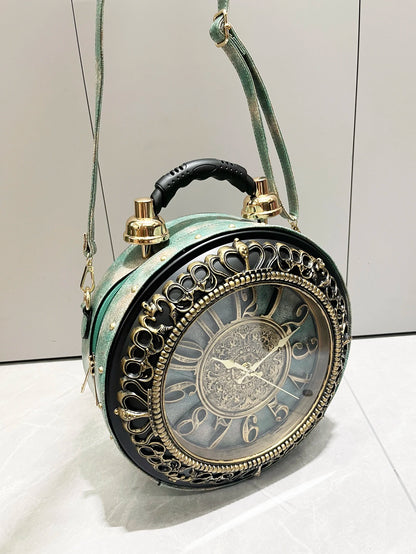 Luxury Designer Handbags and Suitcases Shoulder Bags Funny Clock Shaped Bag Funny Women's Round Bag Women's Faux Leather Handbag