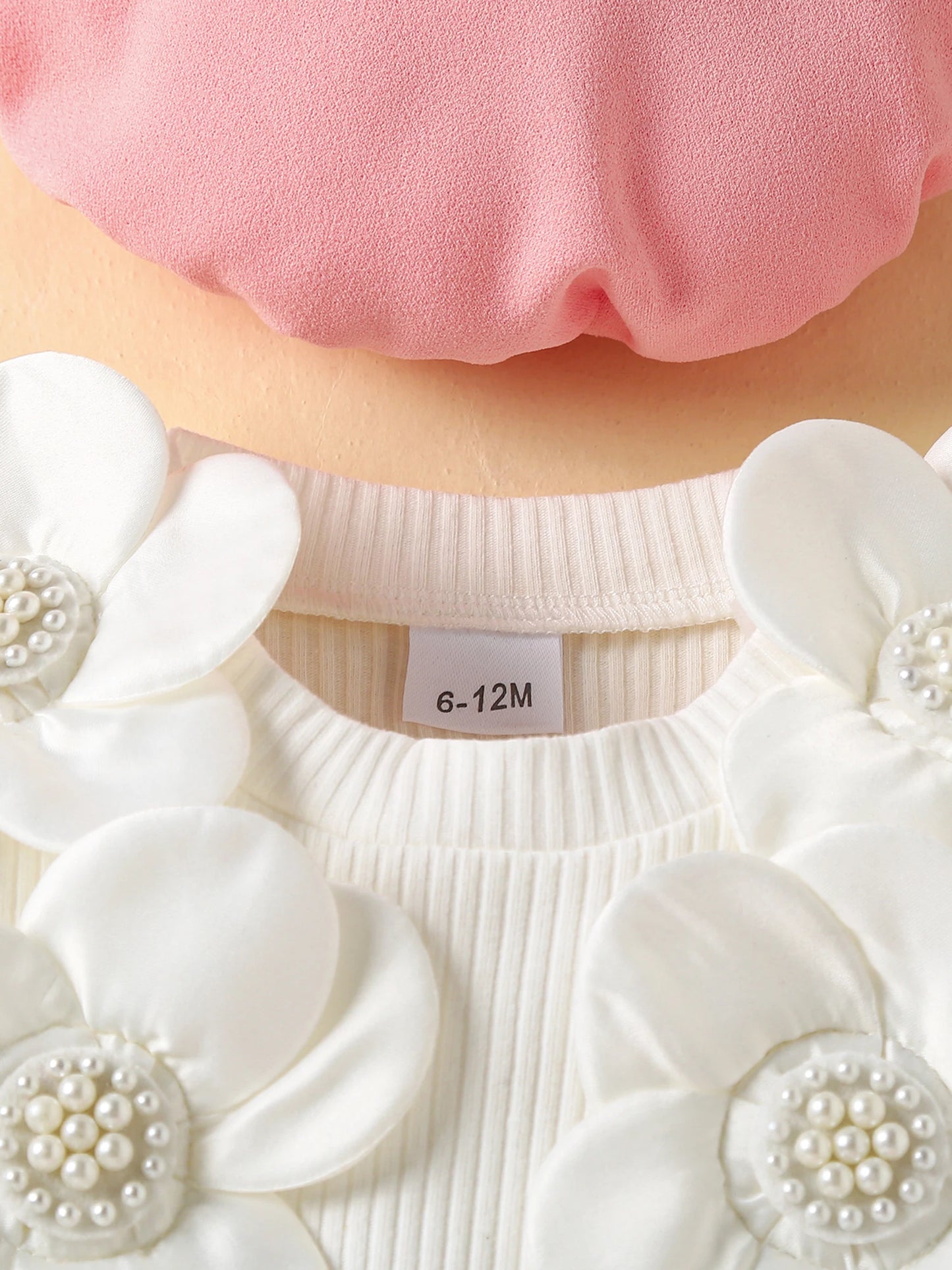 Baby Girls Autumn Long Sleeve 3D Floral Decor Skirt and Beret Set, 6 Months to 4 Years