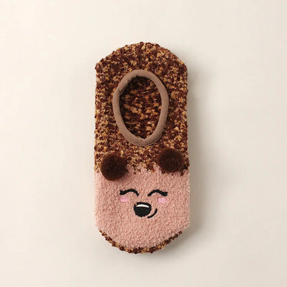 Autumn/Winter Non-Slip Warm Floor Socks, Indoor Yoga Socks, Low-Calf Slippers for Women, Cute Hedgehog Socks for Home, Christmas Gifts