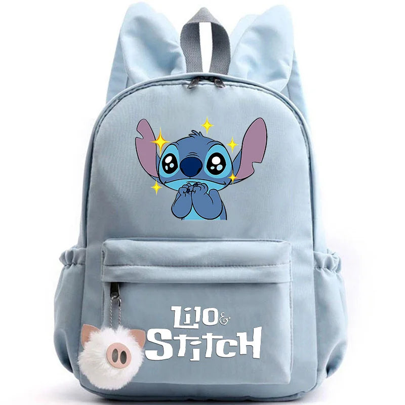 Cute Lilo Stitch Backpack for Girls Boys Students Teenagers Women Casual Backpack School Bag Travel Bunny Ears