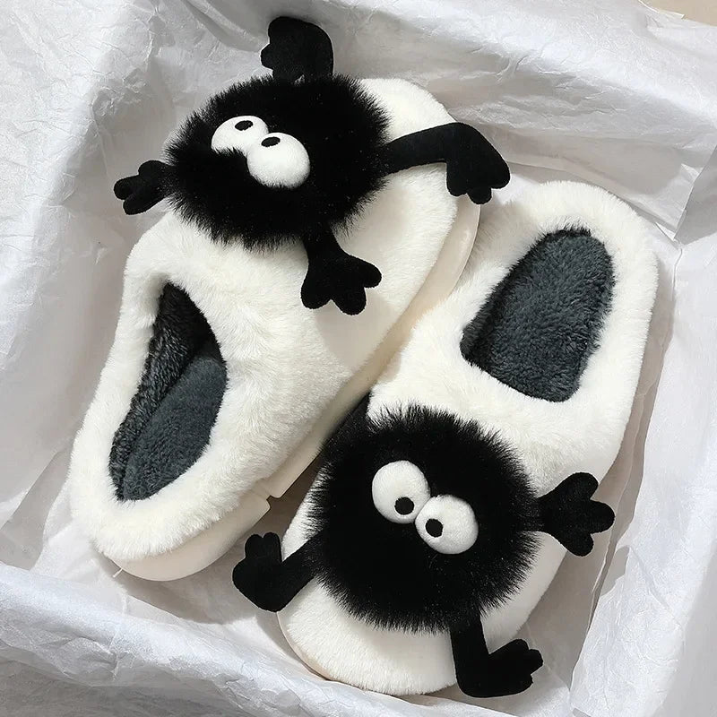New Women's Funny Slippers, Soft Sole Plush Shoes, Cotton Home Shoes, Cute Cartoon Women's Slippers for Girls, Furry Slippers