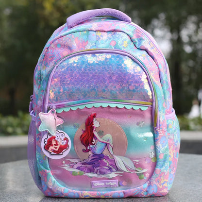 Disney Mermaid Ariel Backpack Cartoon Student Zipper Ultra Light Decompression Large Capacity Backpack