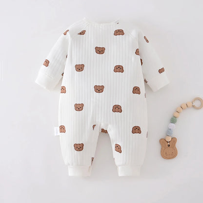 Baby boy and girl rompers, newborn winter rompers, toddler cotton clothes, 0-6 months home clothes, spring and autumn thick clothes